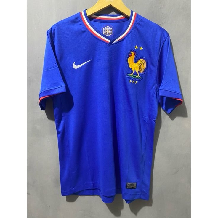 France Jersey V Neck Polyester Blue T-Shirt Euro-2024